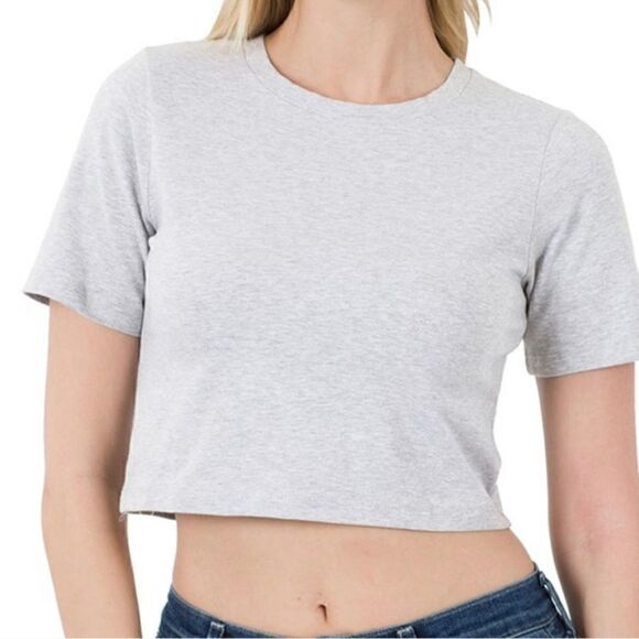 5. Heather Grey Crop Top  - Picture 3 of 4